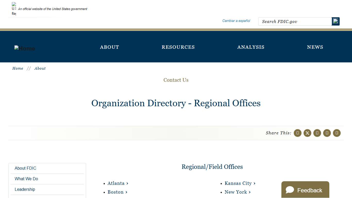 Organization Directory - Regional Offices FDIC.gov