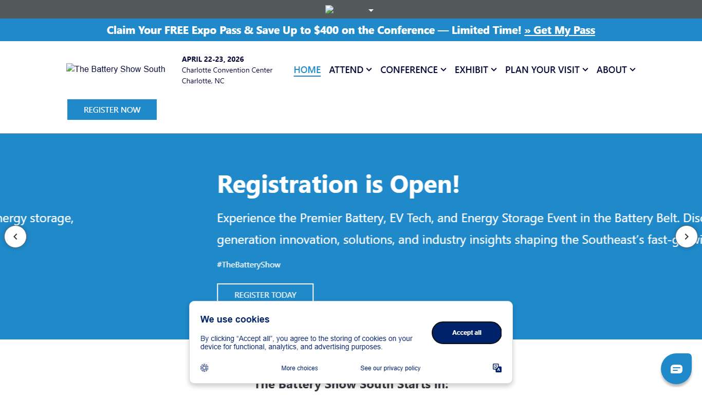 The Battery Show South April 22-23, 2026